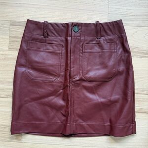 Anthropologie Maeve Burgondy Leather Skirt